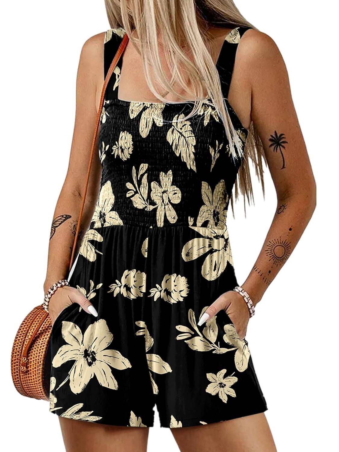 ⏰Heißer Verkauf 50% Rabatt💃Ärmelloser, lockerer, lässiger Sommer-Overall mit Smock-Details💕