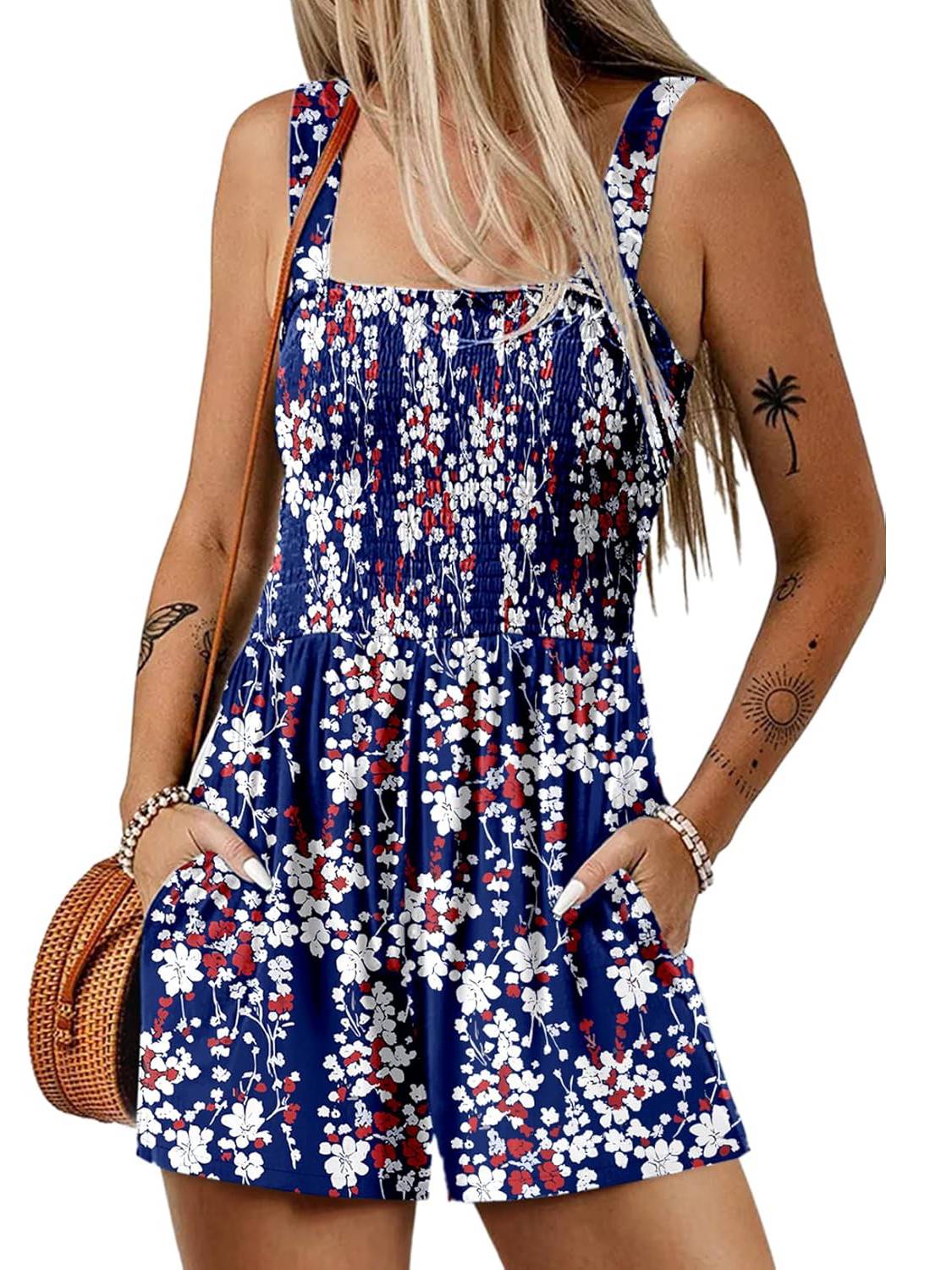 ⏰Heißer Verkauf 50% Rabatt💃Ärmelloser, lockerer, lässiger Sommer-Overall mit Smock-Details💕
