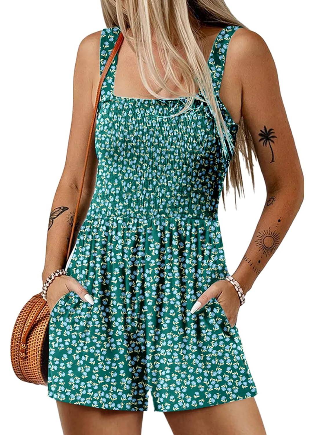 ⏰Heißer Verkauf 50% Rabatt💃Ärmelloser, lockerer, lässiger Sommer-Overall mit Smock-Details💕