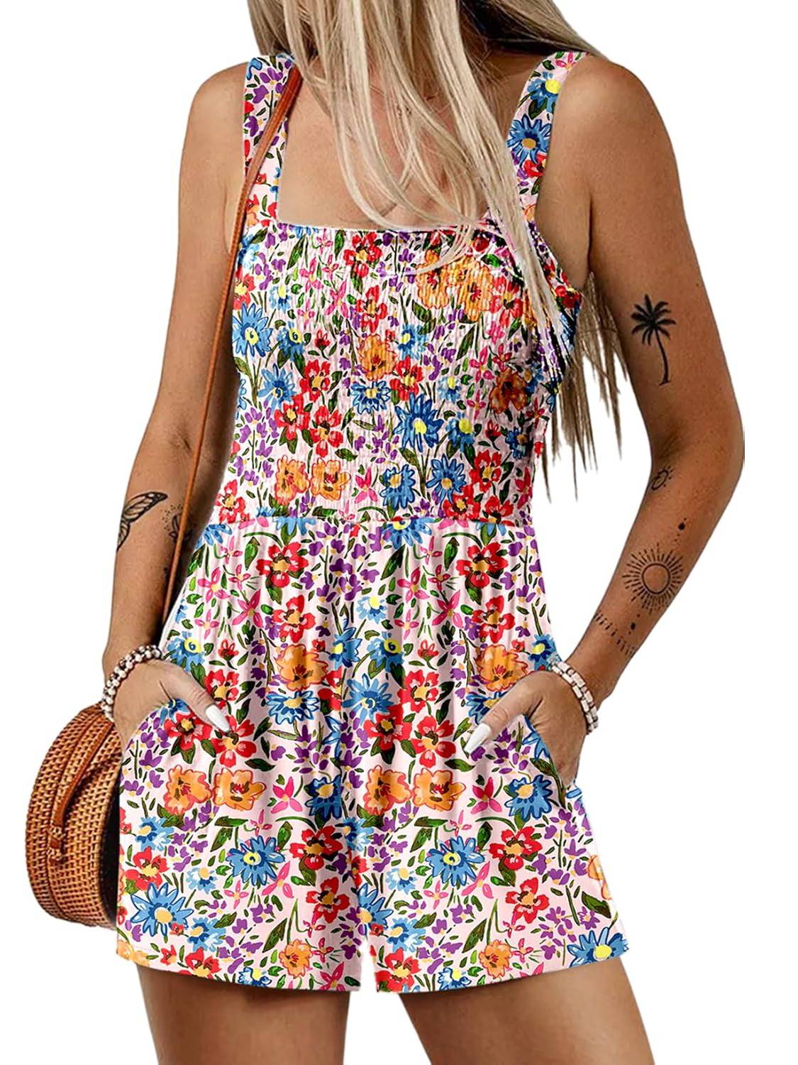 ⏰Heißer Verkauf 50% Rabatt💃Ärmelloser, lockerer, lässiger Sommer-Overall mit Smock-Details💕