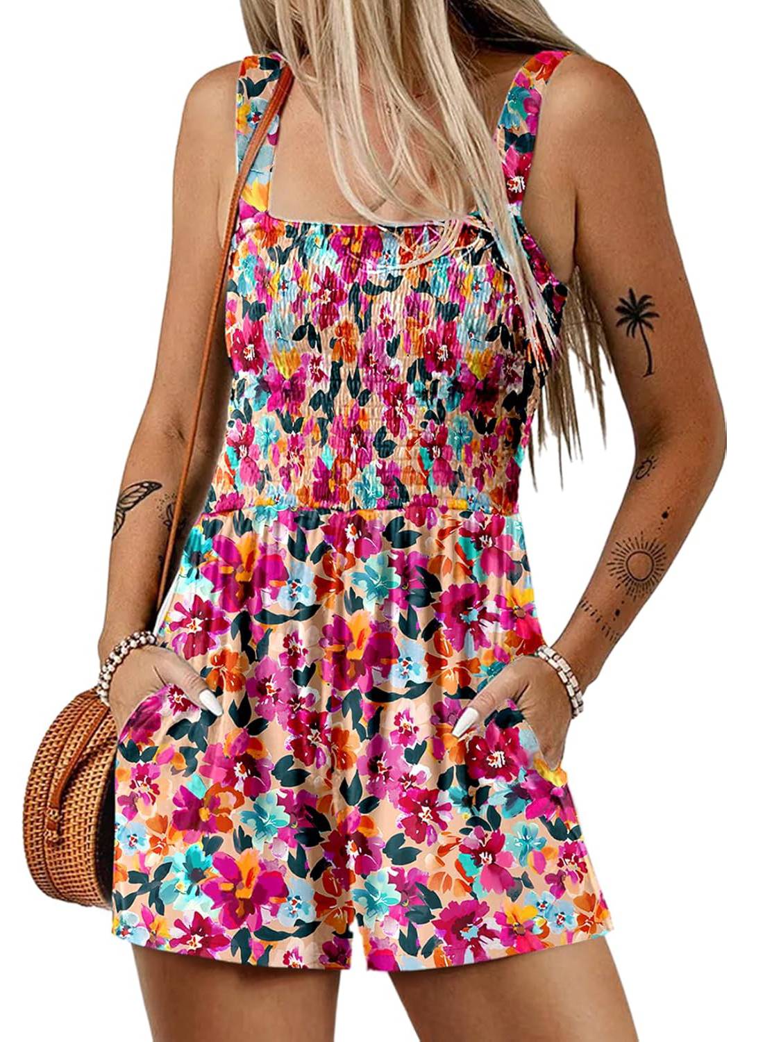 ⏰Heißer Verkauf 50% Rabatt💃Ärmelloser, lockerer, lässiger Sommer-Overall mit Smock-Details💕