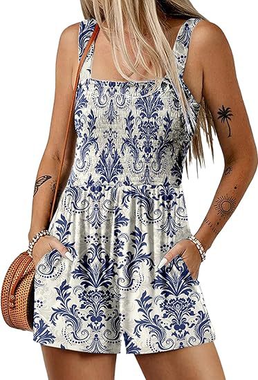 ⏰Heißer Verkauf 50% Rabatt💃Ärmelloser, lockerer, lässiger Sommer-Overall mit Smock-Details💕