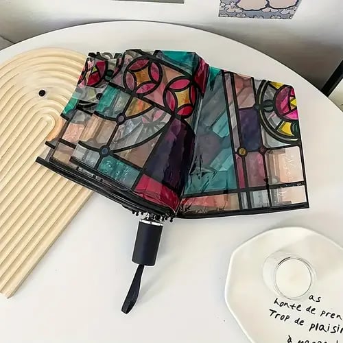 🔥Heißer Verkauf 49% RABATT💦 -Automatischer Regenschirm aus Buntglas im Vintage-Stil