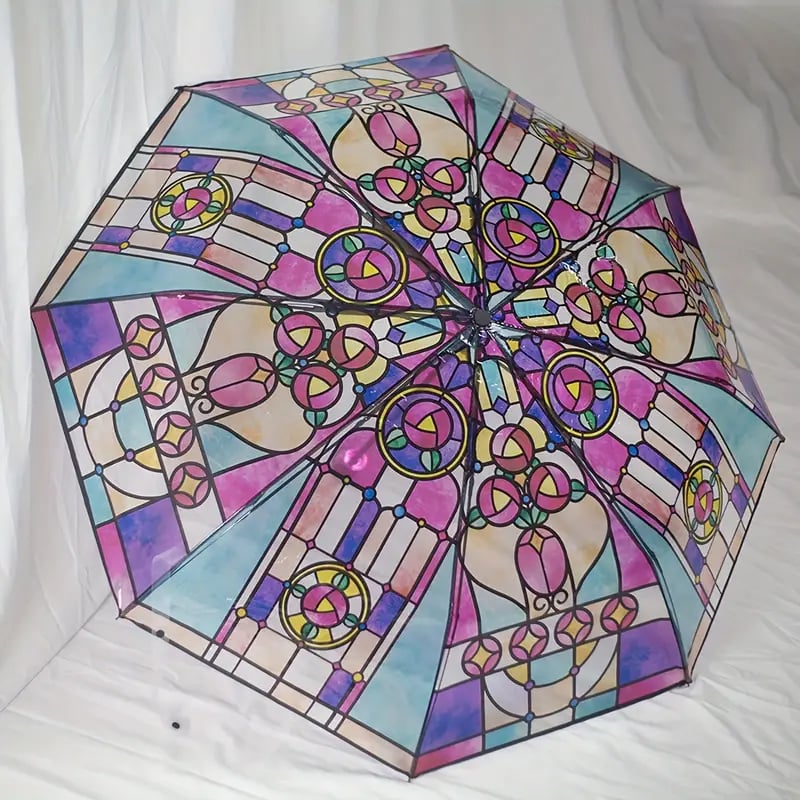 🔥Heißer Verkauf 49% RABATT💦 -Automatischer Regenschirm aus Buntglas im Vintage-Stil