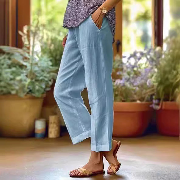 ⏳Zeitlich begrenzter Rabatt💥Cotton and linen loose elastic waist pocketed casual pants👖