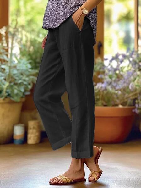 ⏳Zeitlich begrenzter Rabatt💥Cotton and linen loose elastic waist pocketed casual pants👖