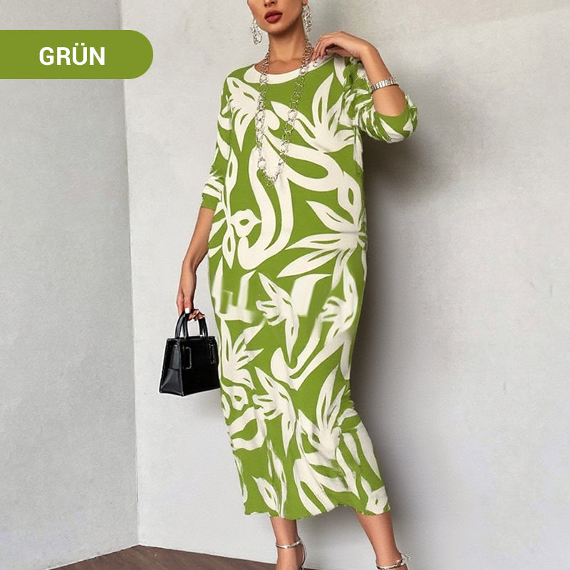 💖Elegantes, lockeres Damenkleid mit Rundhalsausschnitt und Aufdruck