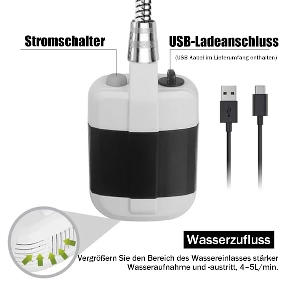 🚿 🔥 Tragbare Campingdusche mit einstellbarem Durchfluss - für eine einfache und bequeme Reinigung im Freien!