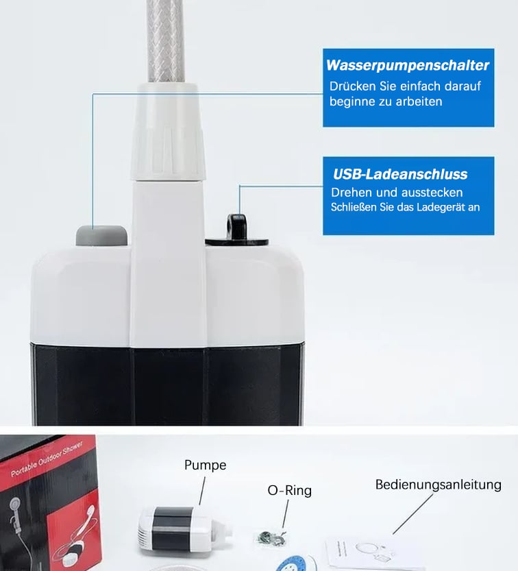 🚿 🔥 Tragbare Campingdusche mit einstellbarem Durchfluss - für eine einfache und bequeme Reinigung im Freien!