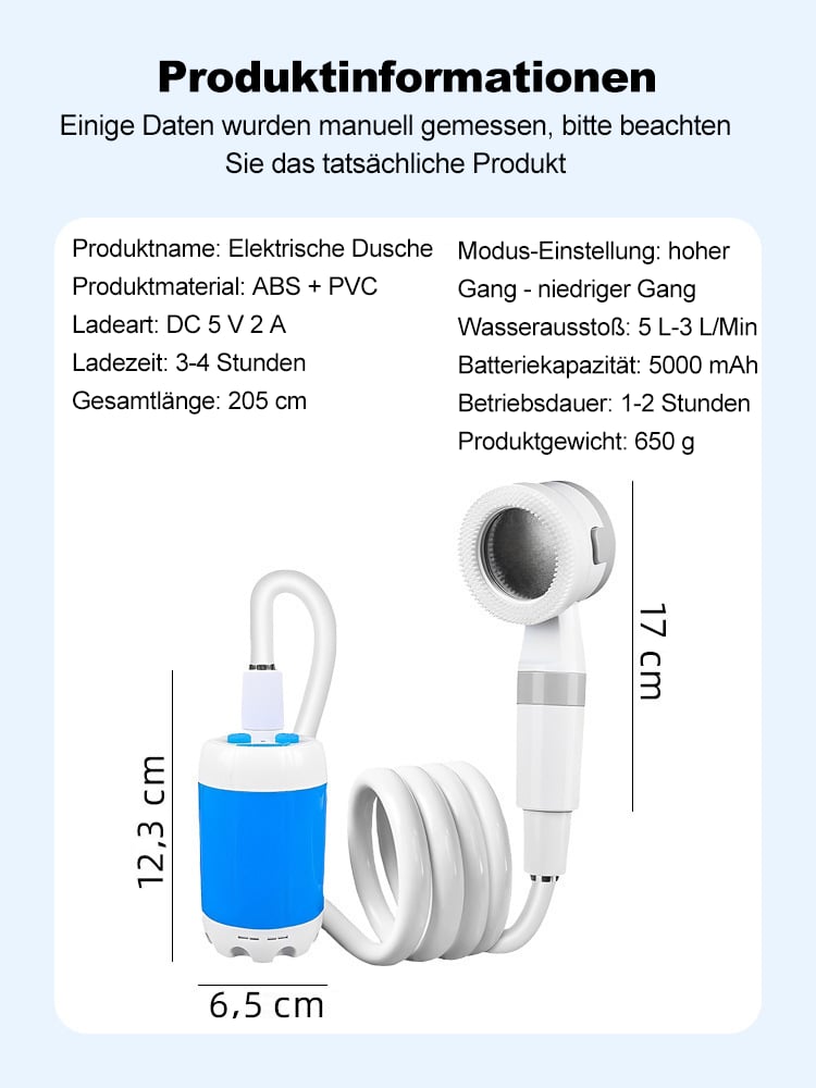 🚿 🔥 Tragbare Campingdusche mit einstellbarem Durchfluss - für eine einfache und bequeme Reinigung im Freien!