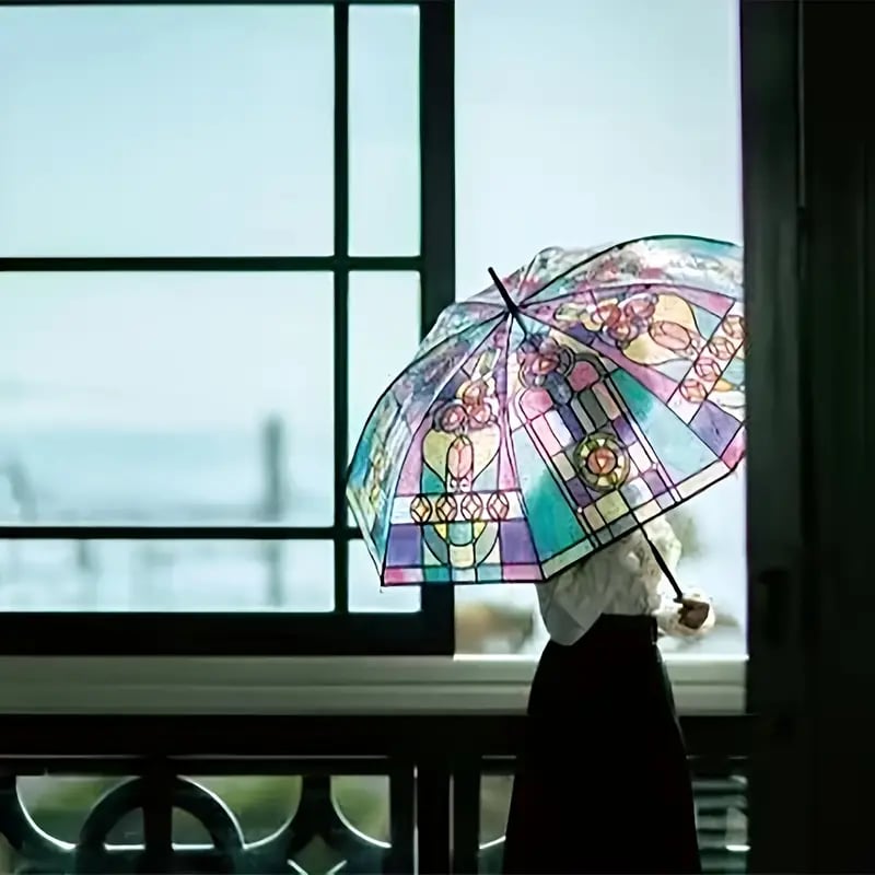 🔥Heißer Verkauf 49% RABATT💦 -Automatischer Regenschirm aus Buntglas im Vintage-Stil