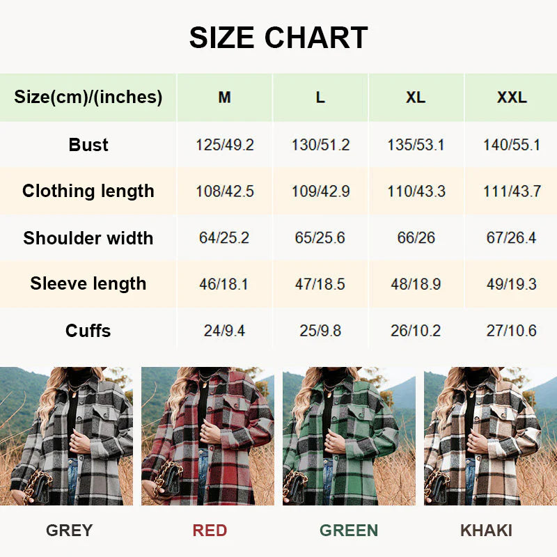 🔥Free shipping🔥Women's Plaid Print Long Sleeve Warm Tweed Coat