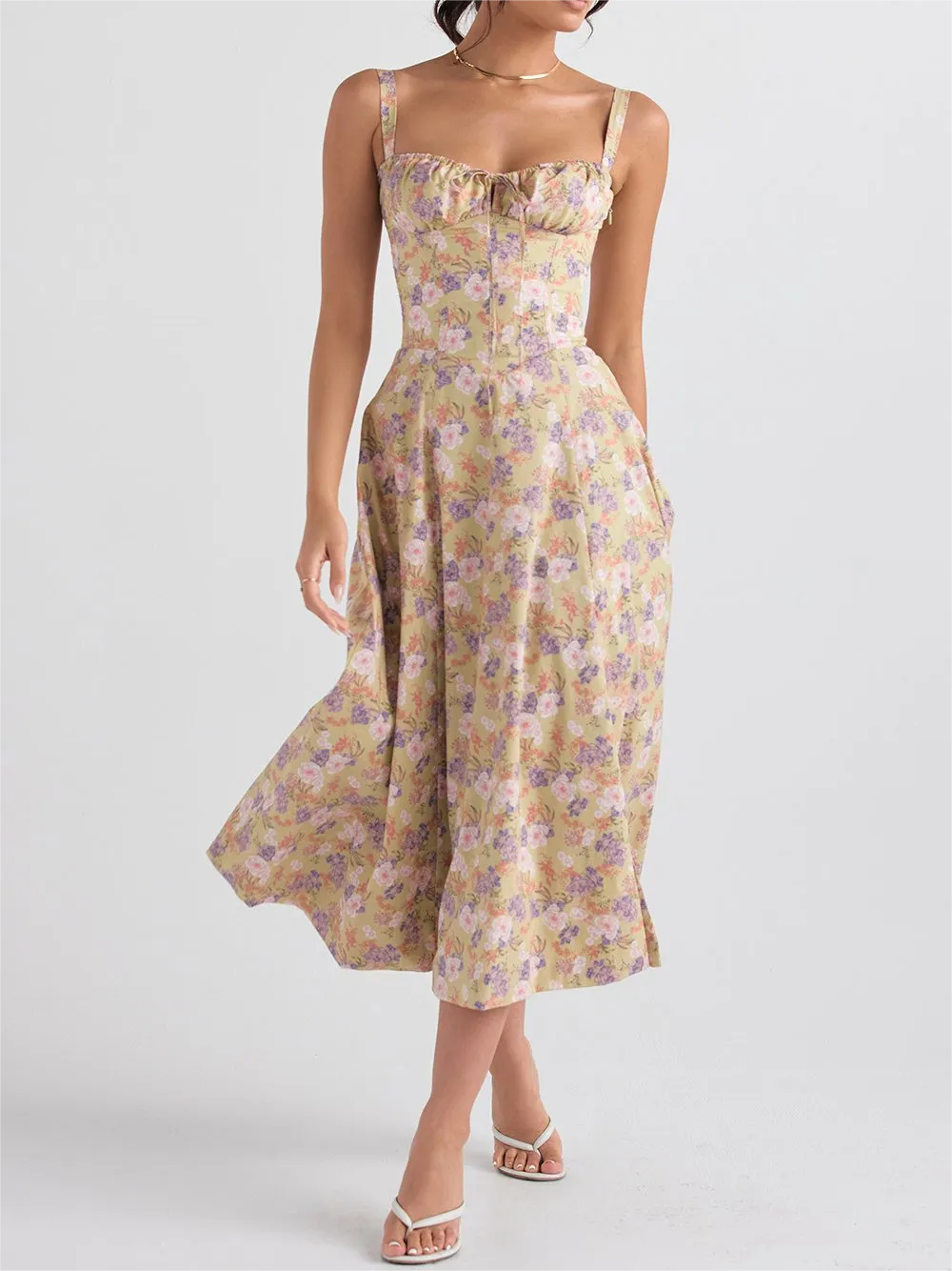 🌷 Sommer Hot Sale - 50% Rabatt 🍧 Druckgestuftes Korsett-Sommerkleid