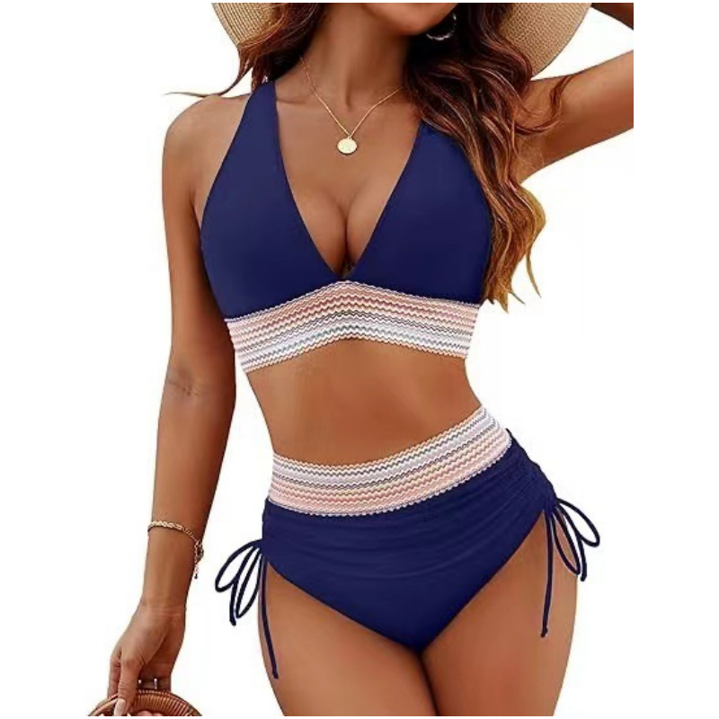 🩷historischer Tiefstpreis🩷Patchwork-Bikini mit V-Ausschnitt, 2-teiliges Set👙