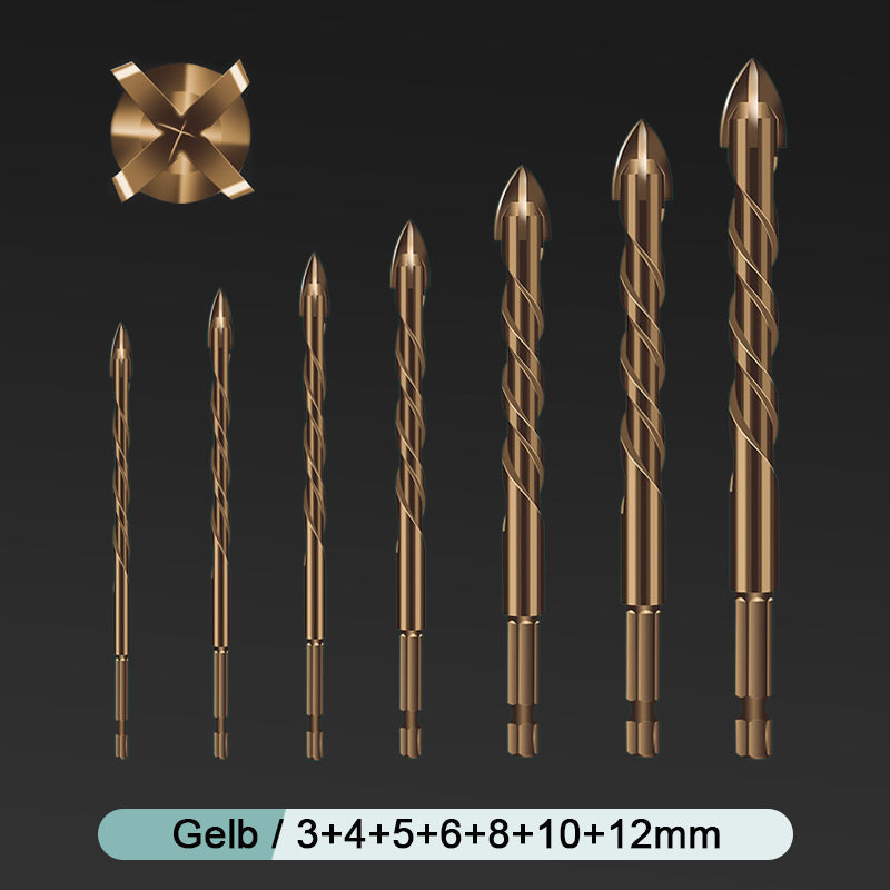 Universal 4-Kanten Kreuz Bohrer Set-Allgemeine Anwendbarkeit, vielseitig einsetzbar!