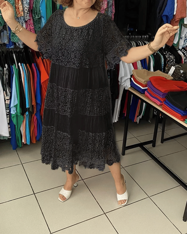 🔥Limited time 50% off🔥Solid Color Short Sleeve Lace Dress