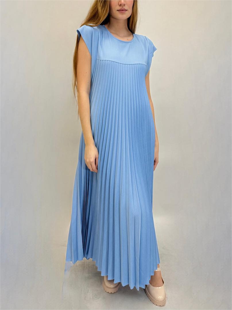 Sleeveless Pleated Simple Solid Color Dress