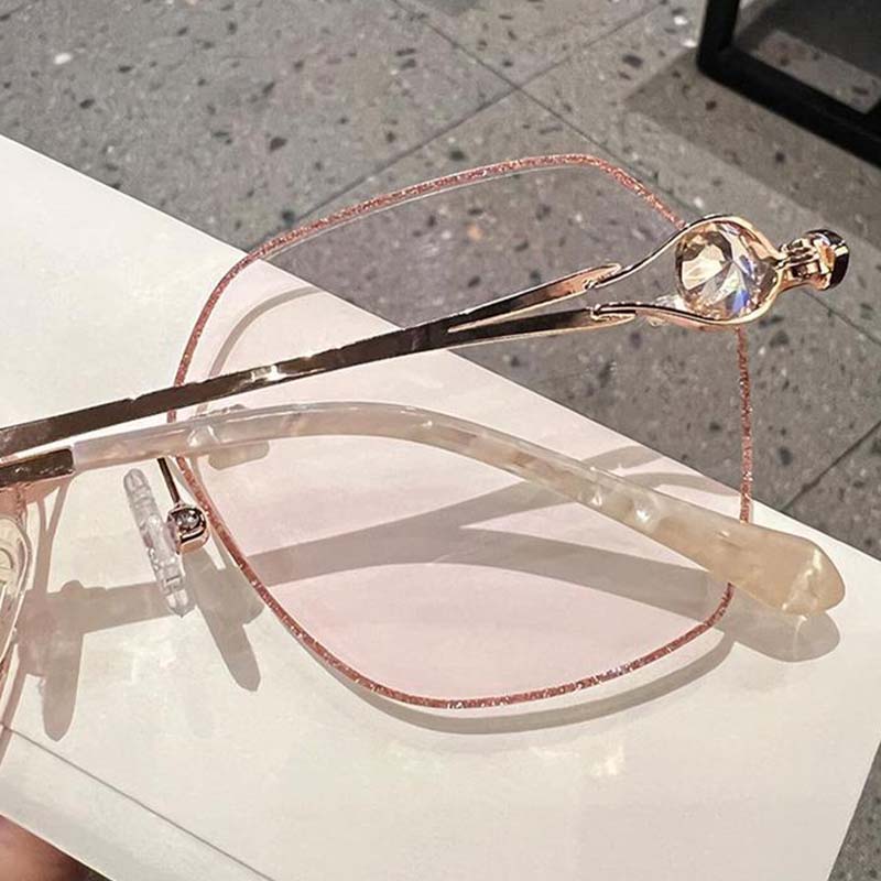 🌸Herbstschlussverkauf💕Randlose Brille mit Blaulichtschutz und synthetischen Diamanten für Damen