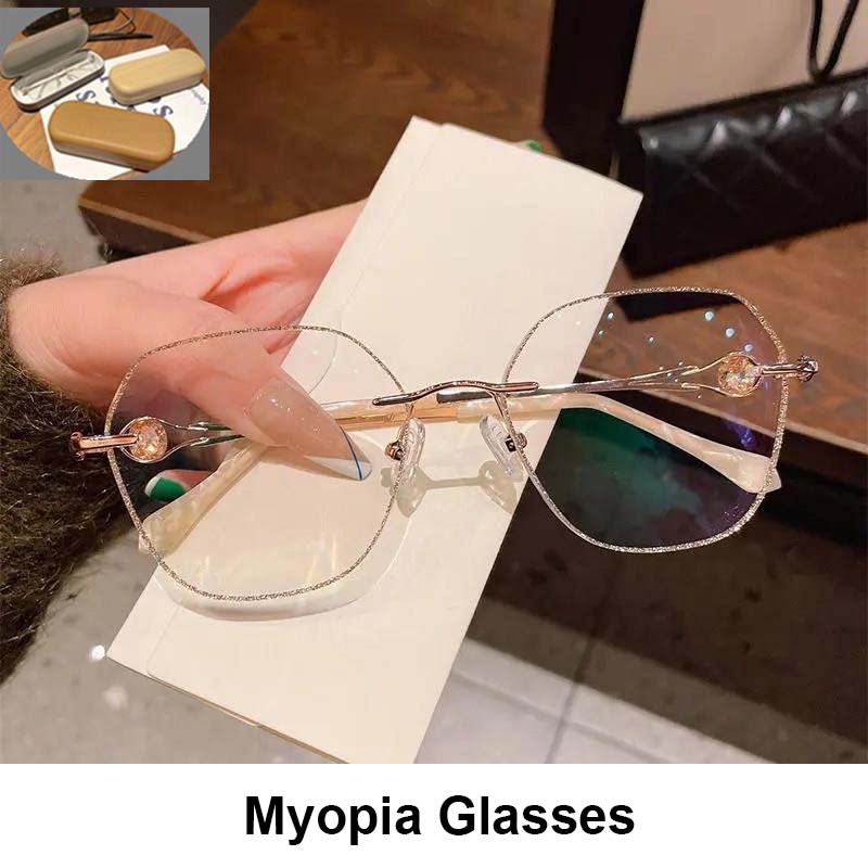 🌸Herbstschlussverkauf💕Randlose Brille mit Blaulichtschutz und synthetischen Diamanten für Damen