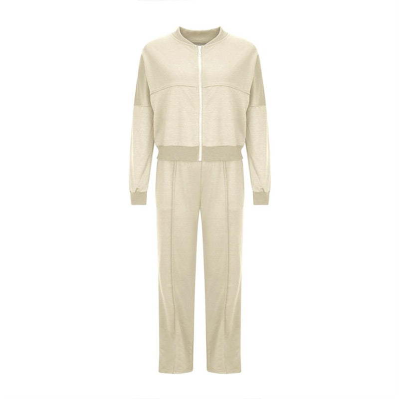 🔥Free shipping for a limited time🔥Women's Long Sleeve Zip Coat Drawstring Sweatpants 2-Piece Sets