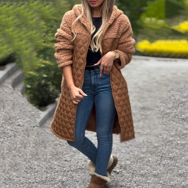 40% Off🔥 Women's Cozy Quilted Sherpa Coat with Hood