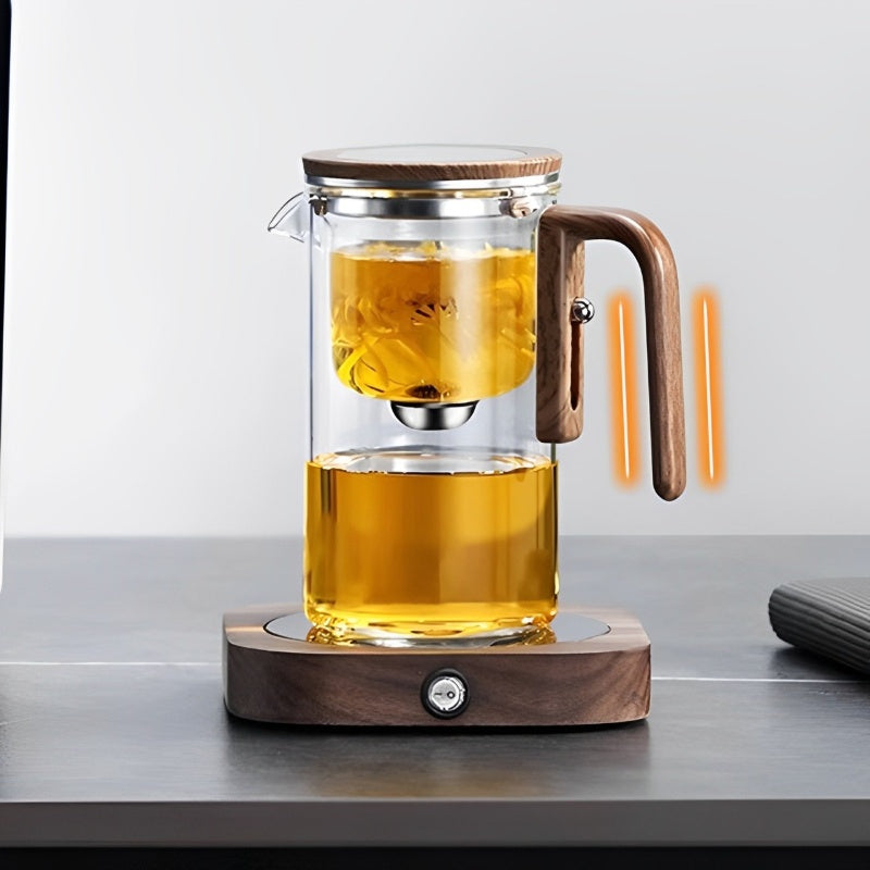 🫖🔥BEGRENZTER VERKAUF 50% RABATT🔥Wassertrennende Glasteekanne mit Holzgriff