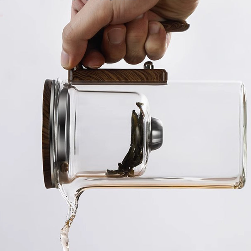 🫖🔥BEGRENZTER VERKAUF 50% RABATT🔥Wassertrennende Glasteekanne mit Holzgriff
