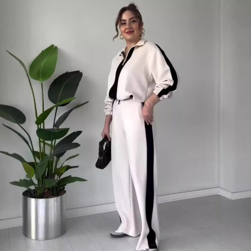 ⏳Limited Sale 51% OFF🌸Women’s Zipper Lapel Tops & Pants 2-Piece Set