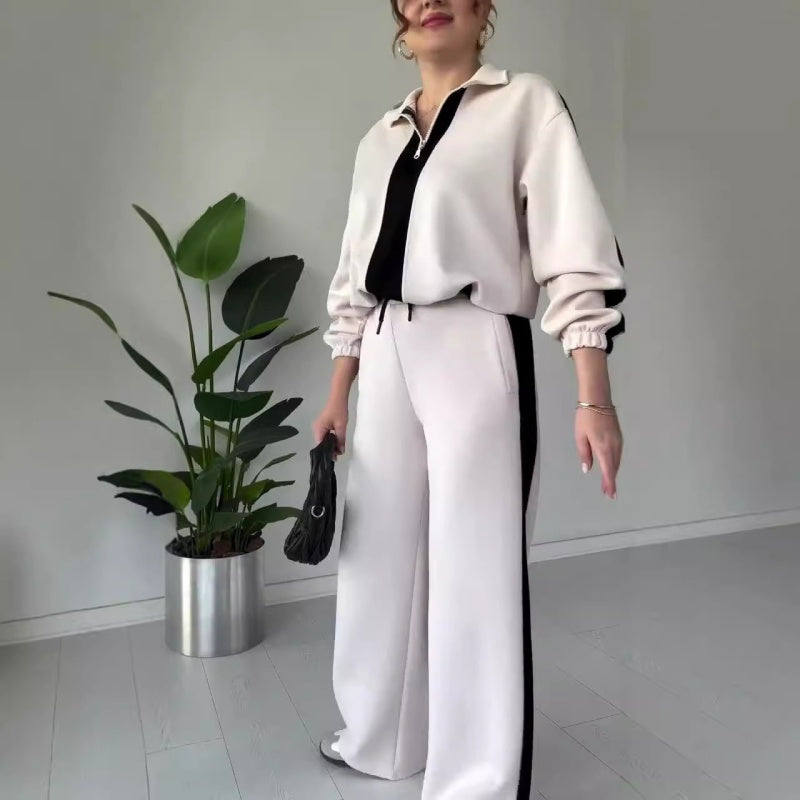 ⏳Limited Sale 51% OFF🌸Women’s Zipper Lapel Tops & Pants 2-Piece Set