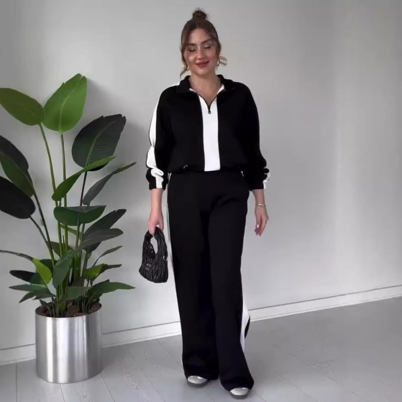 ⏳Limited Sale 51% OFF🌸Women’s Zipper Lapel Tops & Pants 2-Piece Set