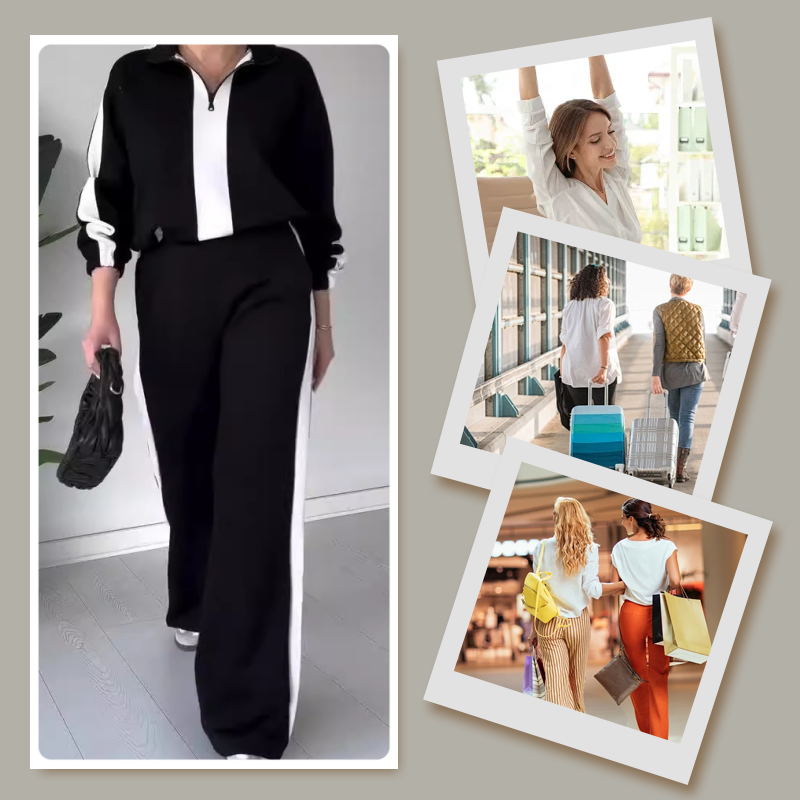 ⏳Limited Sale 51% OFF🌸Women’s Zipper Lapel Tops & Pants 2-Piece Set