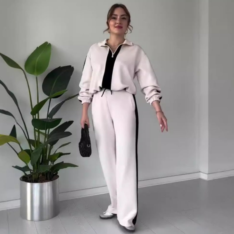 ⏳Limited Sale 51% OFF🌸Women’s Zipper Lapel Tops & Pants 2-Piece Set