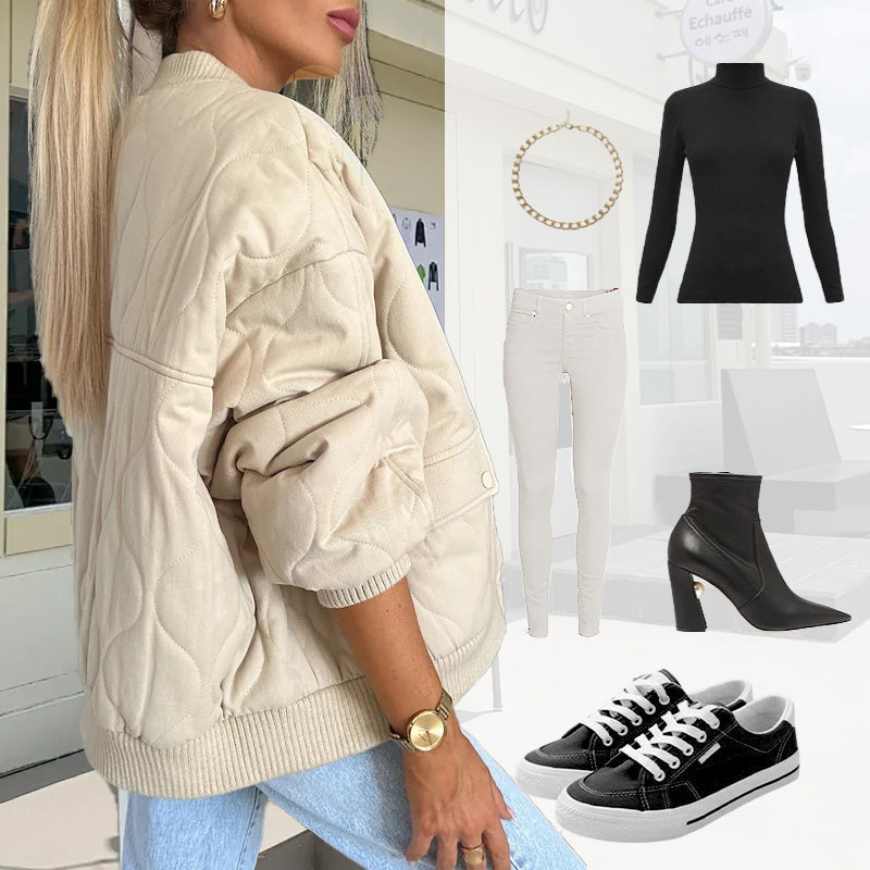 Solid Color Loose Thick Warm Bomber Jacketš§„