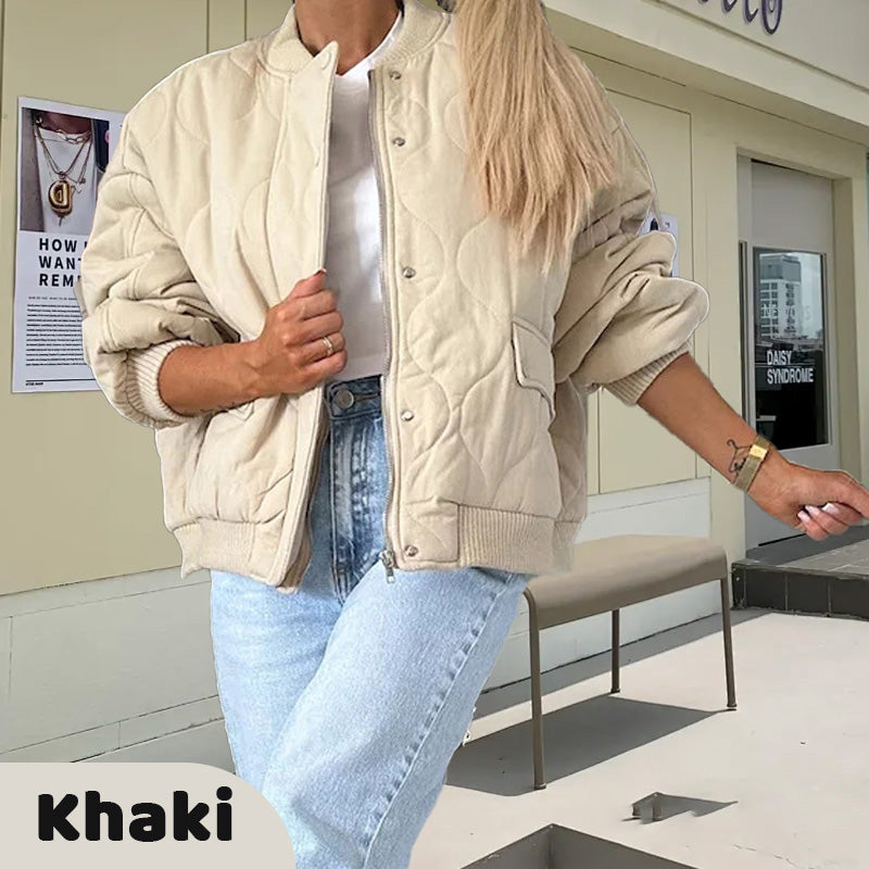 Solid Color Loose Thick Warm Bomber Jacketš§„