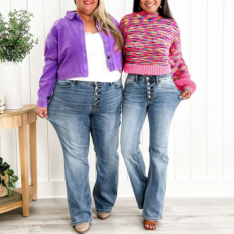 đ„Hot Sale 49% OFFđ„Womenâs Button-Fly Bootcut Jeans