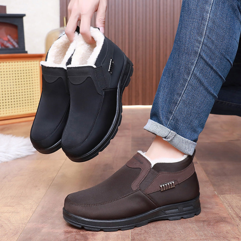 Winter wool warm and plush men's cotton boots