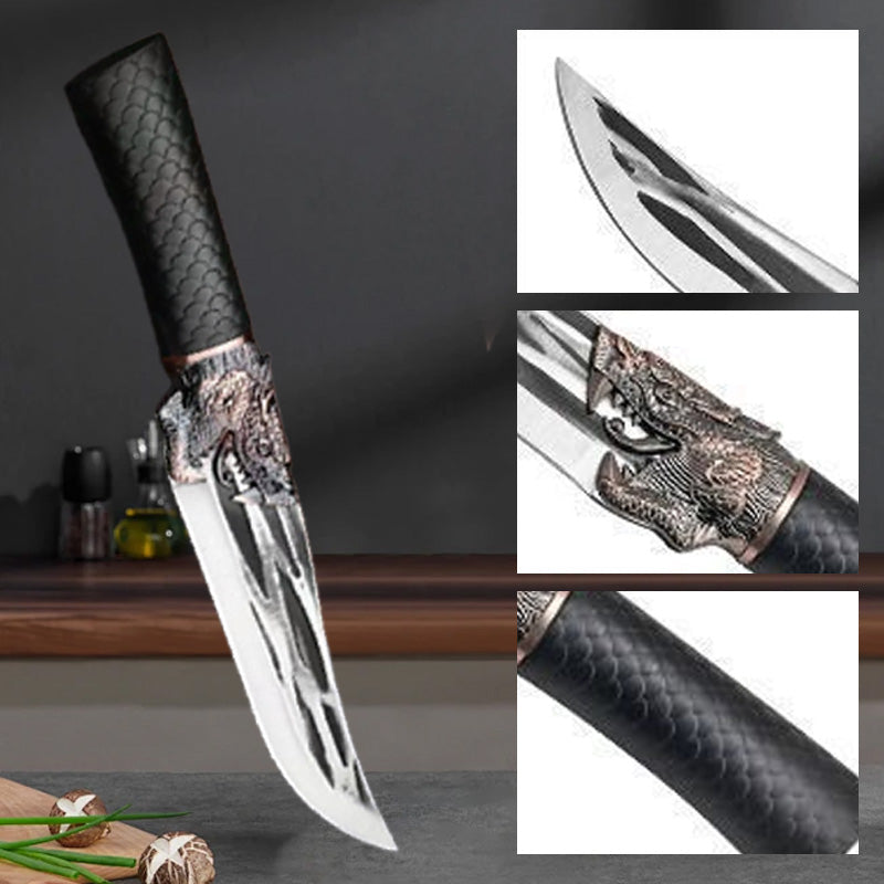 🎁Knochenschneidemesser mit Drachenverzierung und Scheide🔪💎