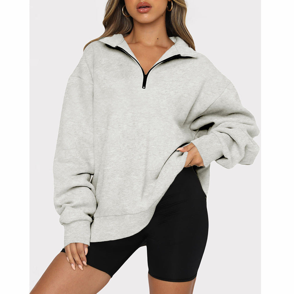 💖Sweatshirt mit überschnittenen Schultern und Reißverschluss für Damen