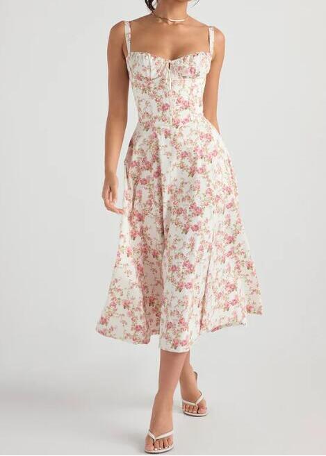 🌷 Sommer Hot Sale - 50% Rabatt 🍧 Druckgestuftes Korsett-Sommerkleid