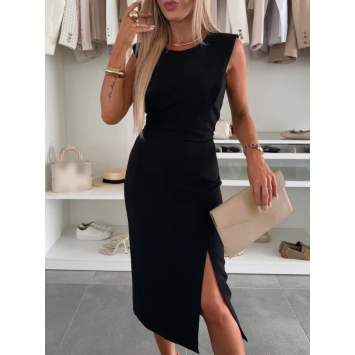 ⏳Begrenzte Zeit 50% Rabatt💥Ärmelloses Damen Bodycon Kleid mit Schlitz
