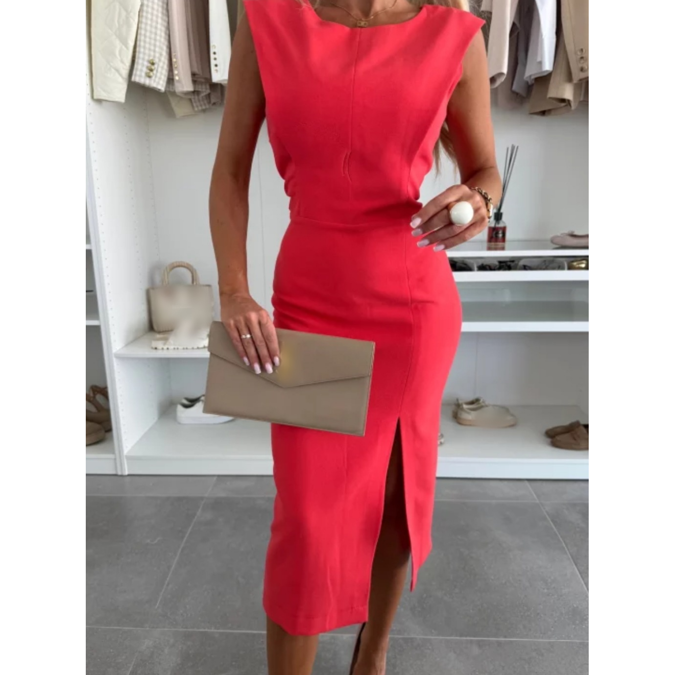 ⏳Begrenzte Zeit 50% Rabatt💥Ärmelloses Damen Bodycon Kleid mit Schlitz