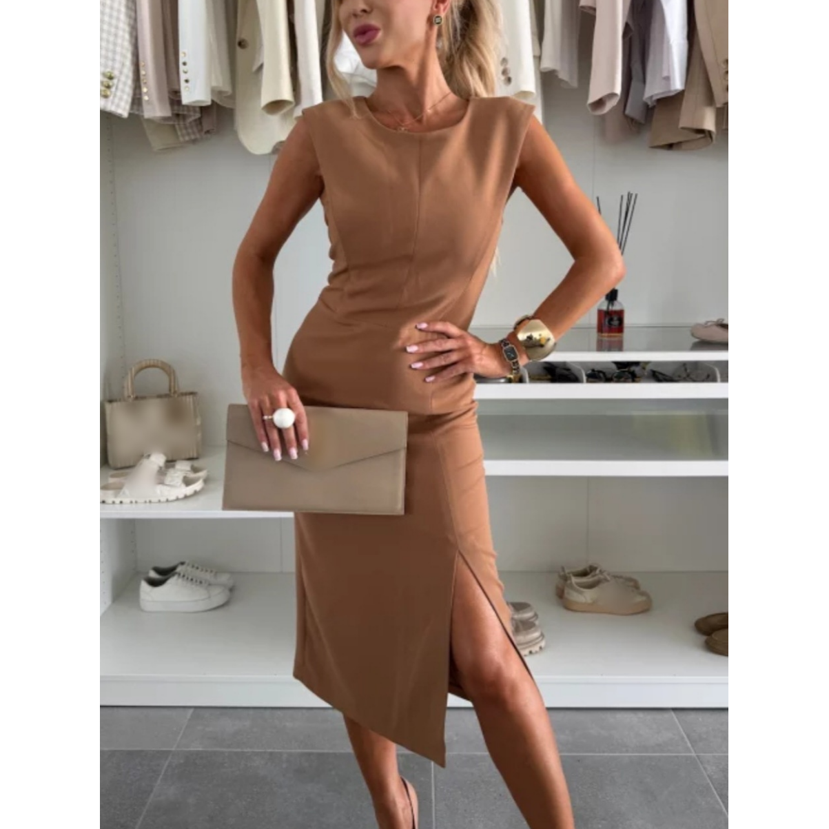 ⏳Begrenzte Zeit 50% Rabatt💥Ärmelloses Damen Bodycon Kleid mit Schlitz