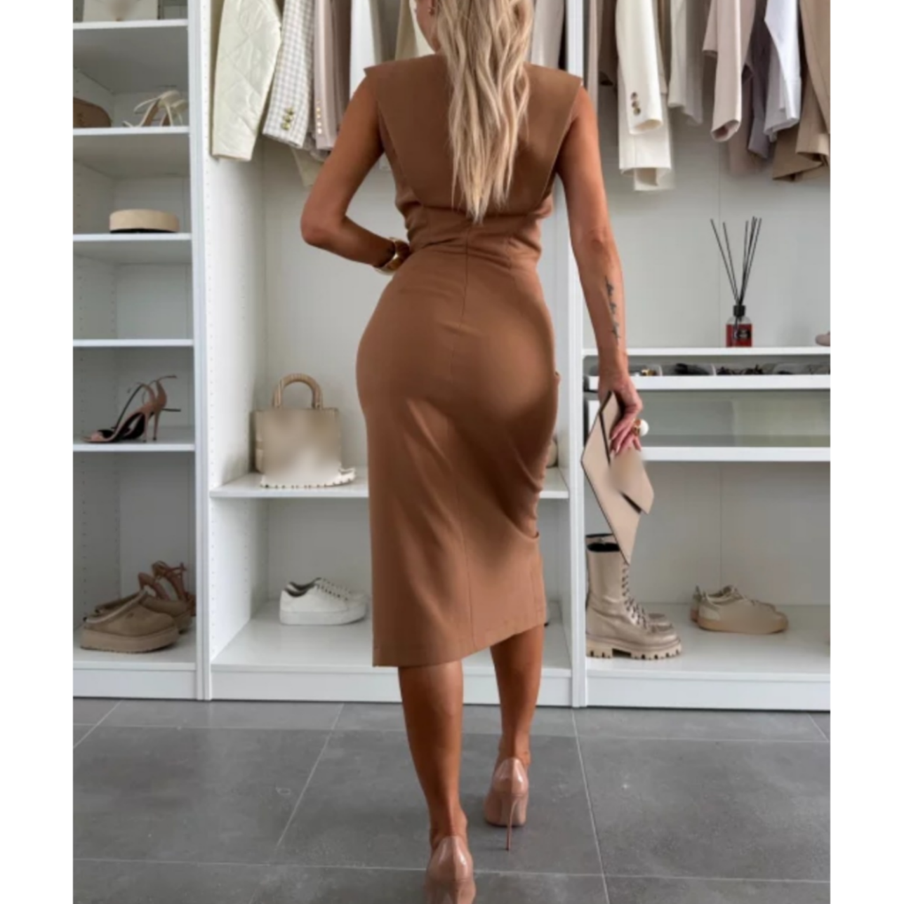 ⏳Begrenzte Zeit 50% Rabatt💥Ärmelloses Damen Bodycon Kleid mit Schlitz