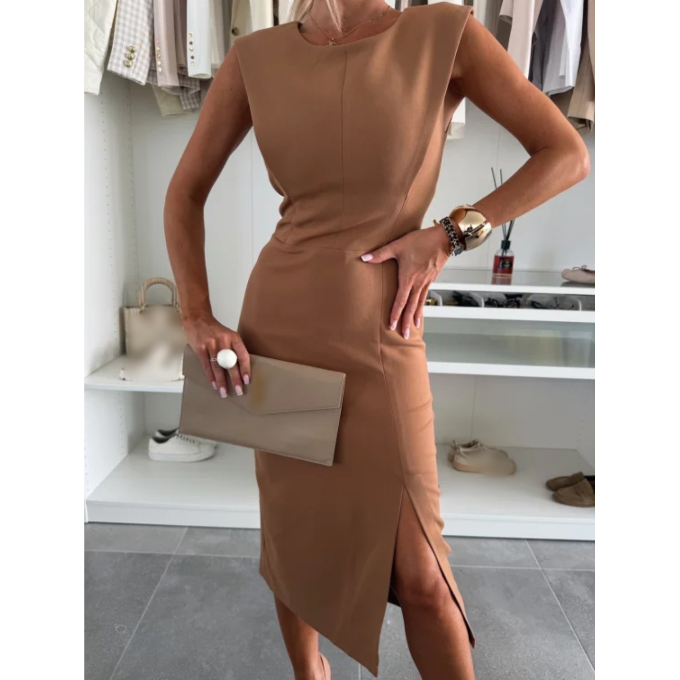 ⏳Begrenzte Zeit 50% Rabatt💥Ärmelloses Damen Bodycon Kleid mit Schlitz