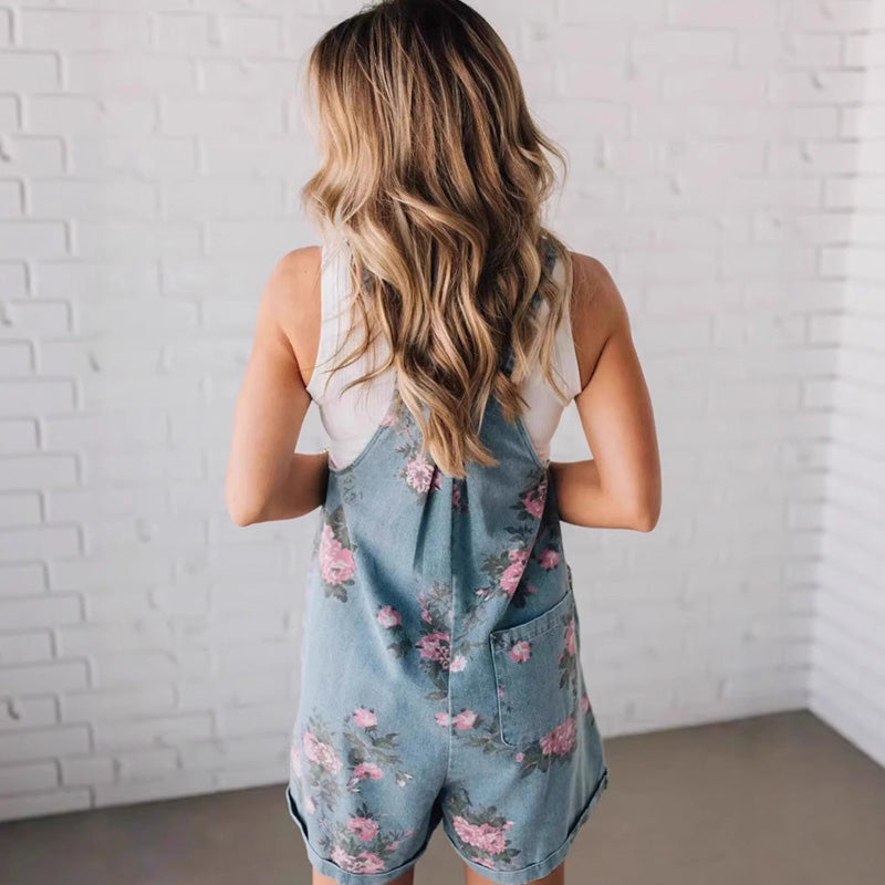 🩷2025 Heiße Produkte🌸Modischer Denim-Overall mit Blumendruck im Vintage-Look