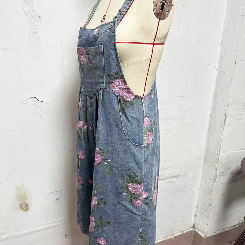 🩷2025 Heiße Produkte🌸Modischer Denim-Overall mit Blumendruck im Vintage-Look