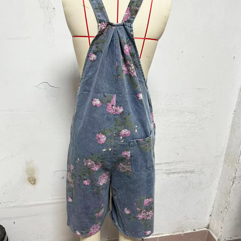 🩷2025 Heiße Produkte🌸Modischer Denim-Overall mit Blumendruck im Vintage-Look