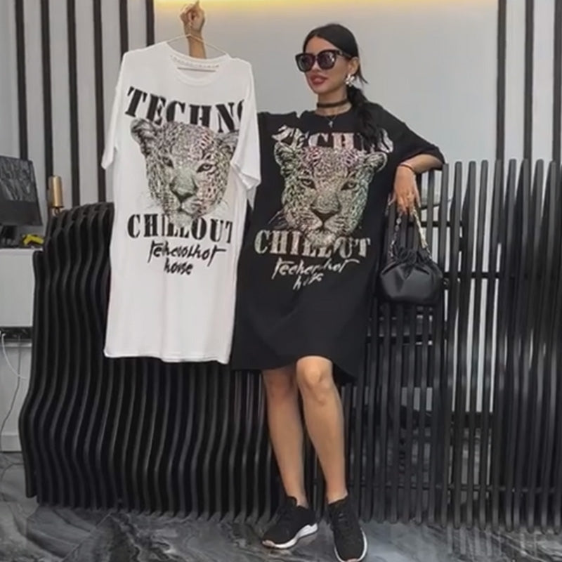 ✨Aktuell Trendend✨Frauenübergroßes Glitzer-T-Shirt-Kleid