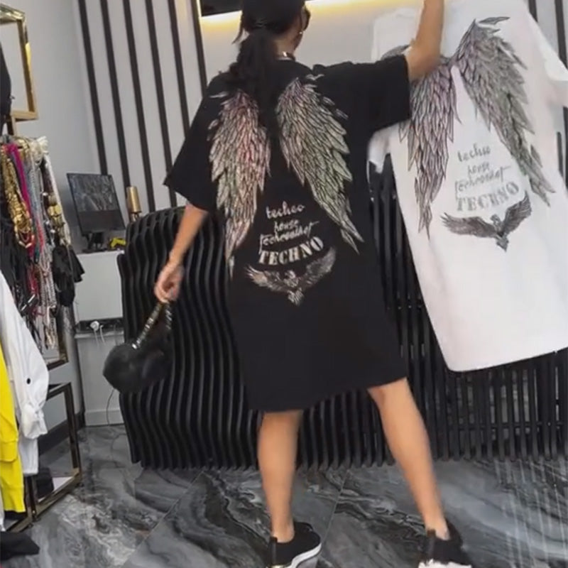 ✨Aktuell Trendend✨Frauenübergroßes Glitzer-T-Shirt-Kleid
