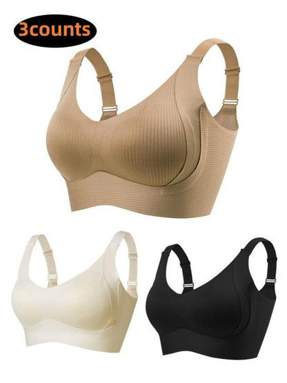 🎁Kaufen Sie 1 und erhalten Sie 3 Packungen💕Gerippter Push-up-BH für Frauen, verstellbar, kabellos💃